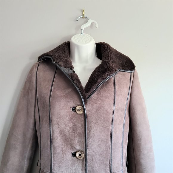 Real shearling/sheepskin Leather Attic Vintage long coat with leather details. - Picture 3 of 15